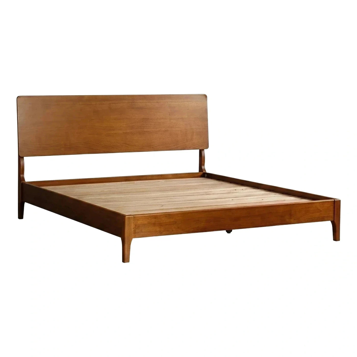 Mid-Century Modern Solid Wood Platform Bed Frame
