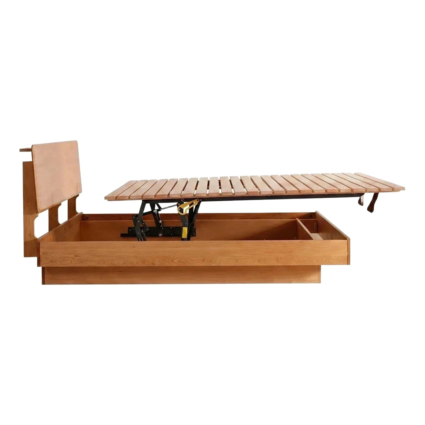 Natural Wood Hydraulic Lift Storage Bed Frame