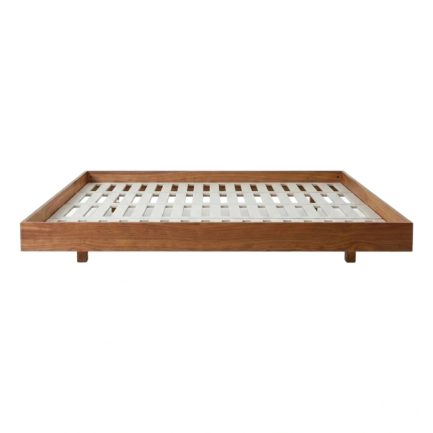 Modern Walnut Wood Platform Bed Frame Base