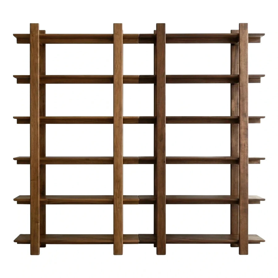 Dark Wood Modular Open Bookcase Shelving System