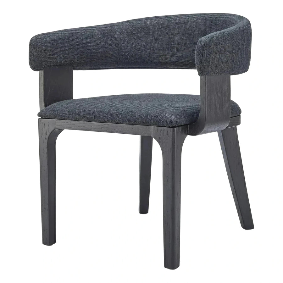 Modern Dark Grey Fabric Armchair With Wood Frame
