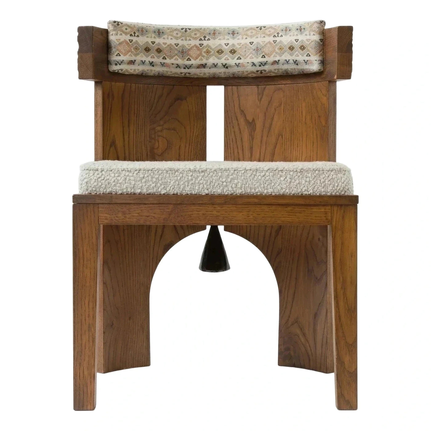 Solid Wood Accent Chair with Patterned Headrest