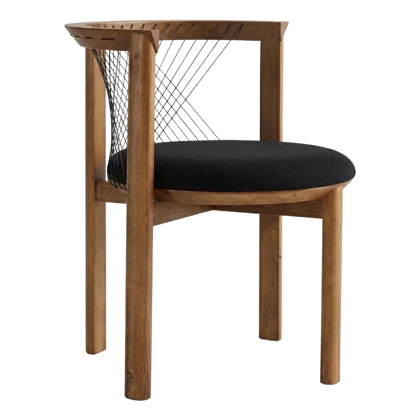 Modern Wooden Dining Chair with Black Cord Back
