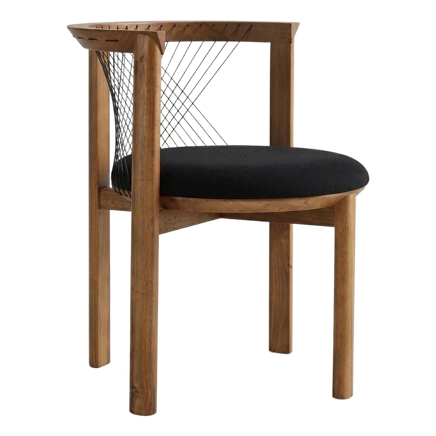 Modern Wooden Dining Chair with Black Cord Back
