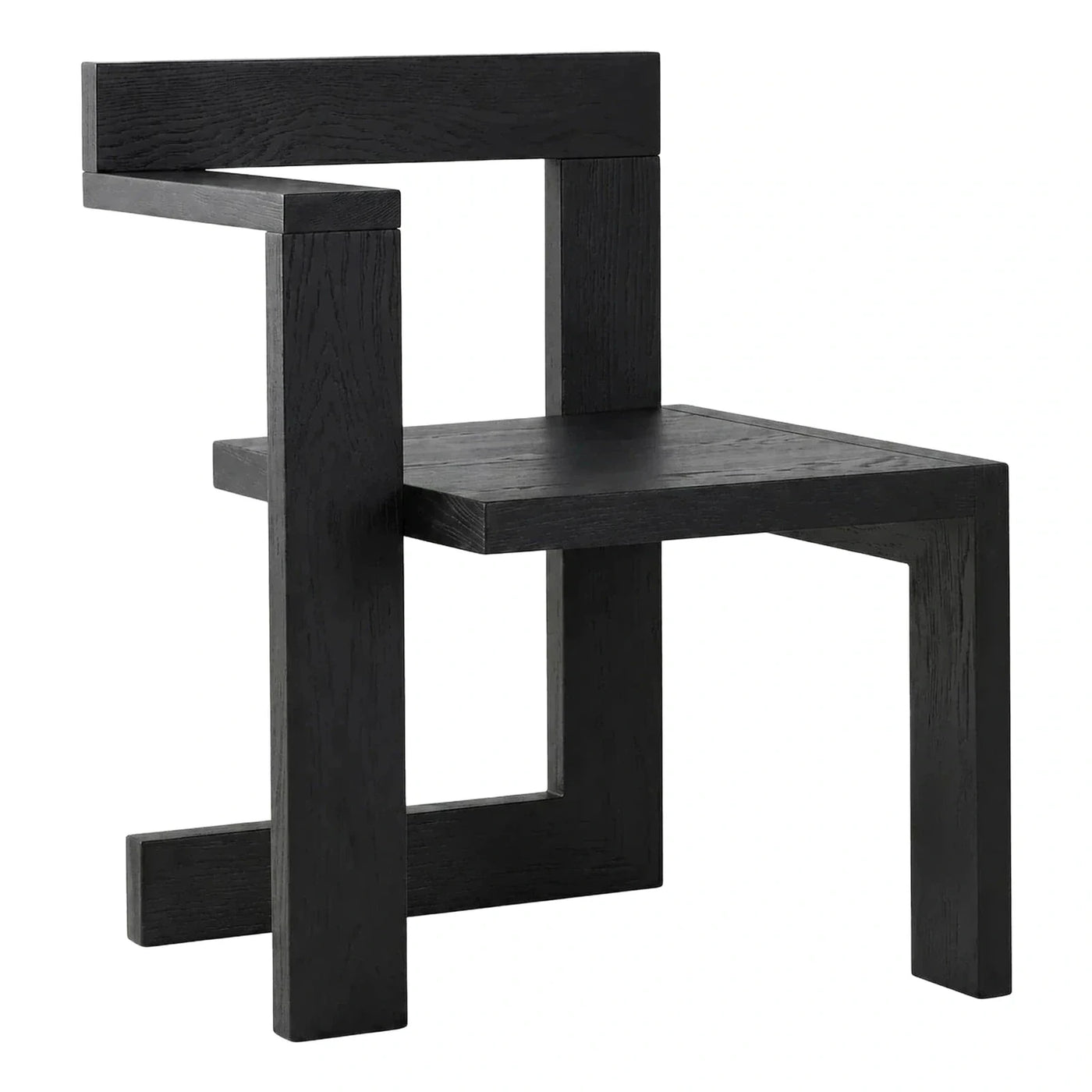 Modern Black Solid Wood Geometric Dining Chair