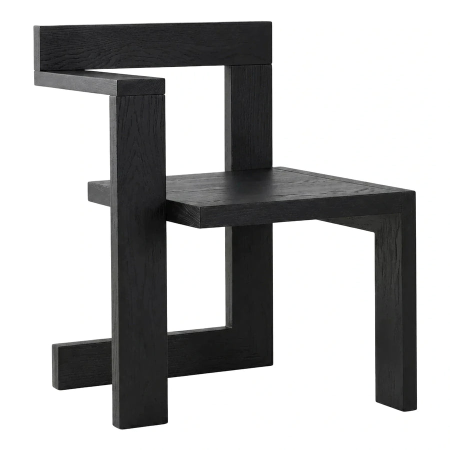 Modern Black Solid Wood Geometric Dining Chair