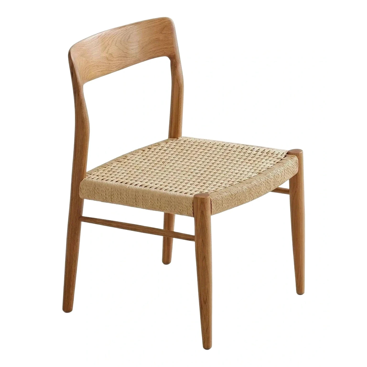Natural Wood Dining Chair with Woven Seat