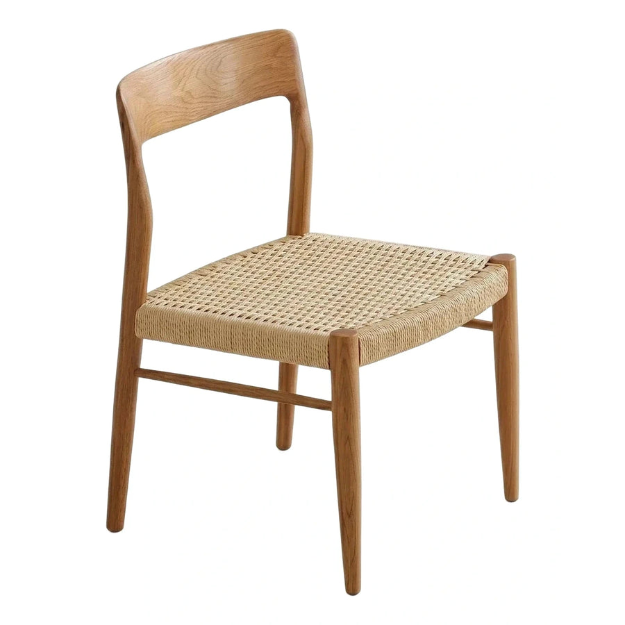 Natural Wood Dining Chair with Woven Seat