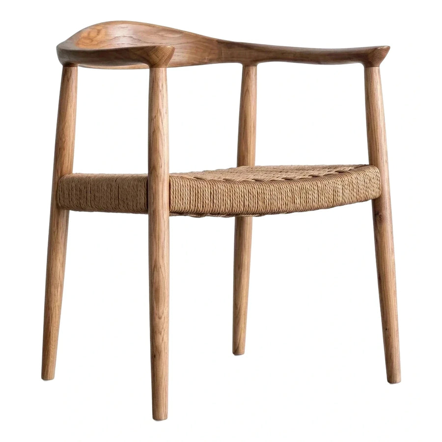 Solid Wood Armchair with Woven Seat