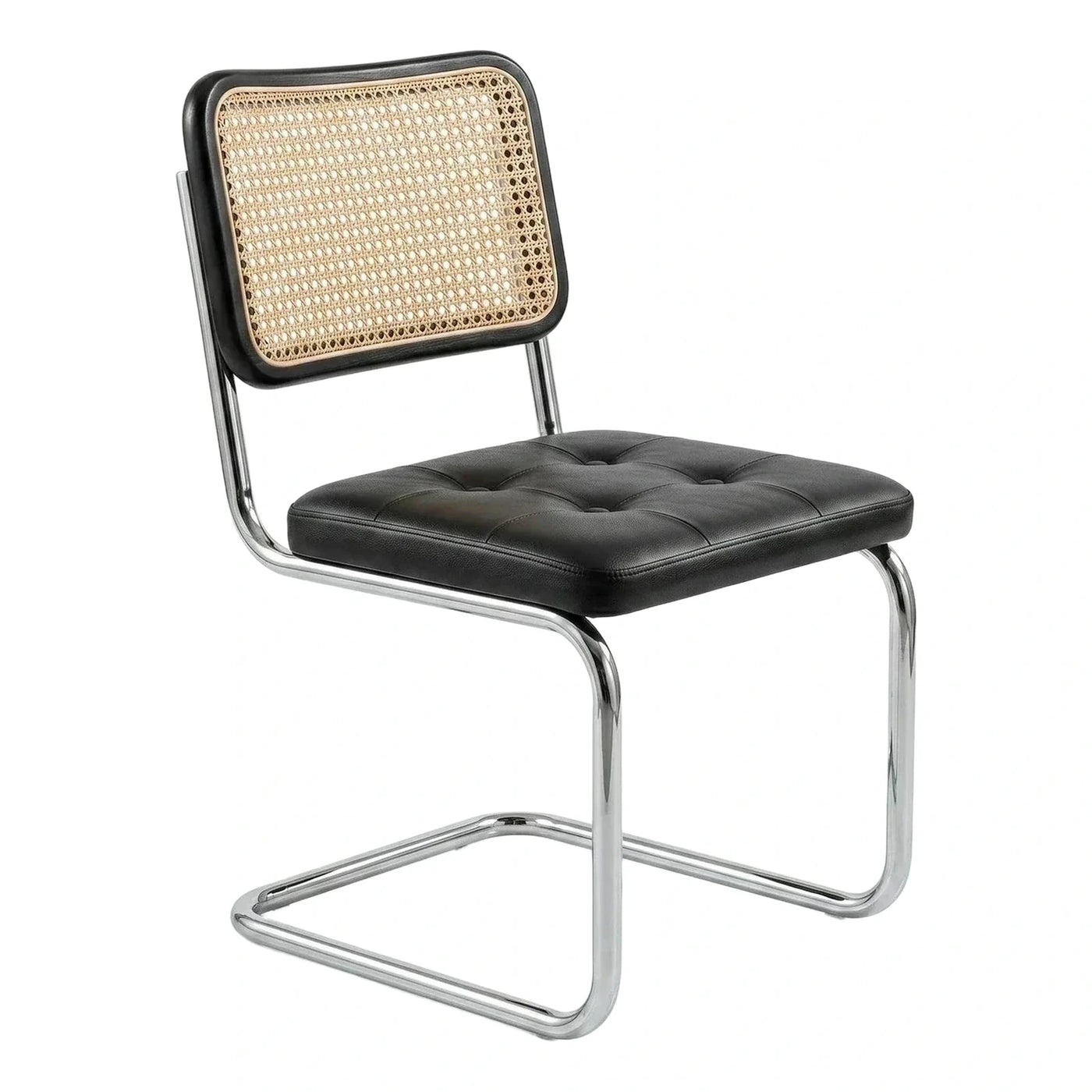 Modern Chrome Cantilever Chair with Cane Backrest