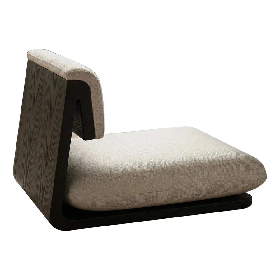 Modern Dark Wood Frame Lounge Chair Beige Fabric