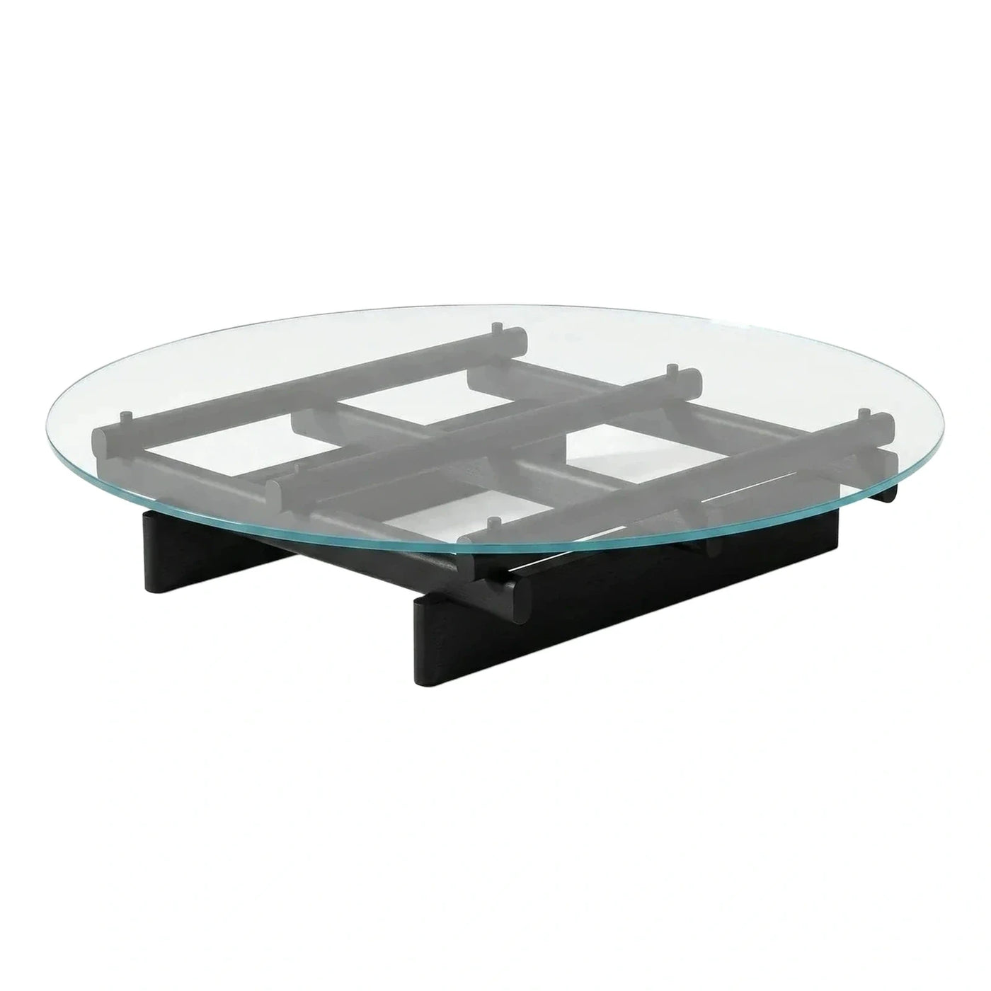 Modern Oval Glass Coffee Table with Black Base