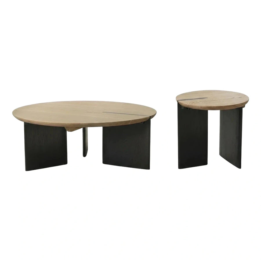 Modern Oval Wood Coffee and Side Table Set