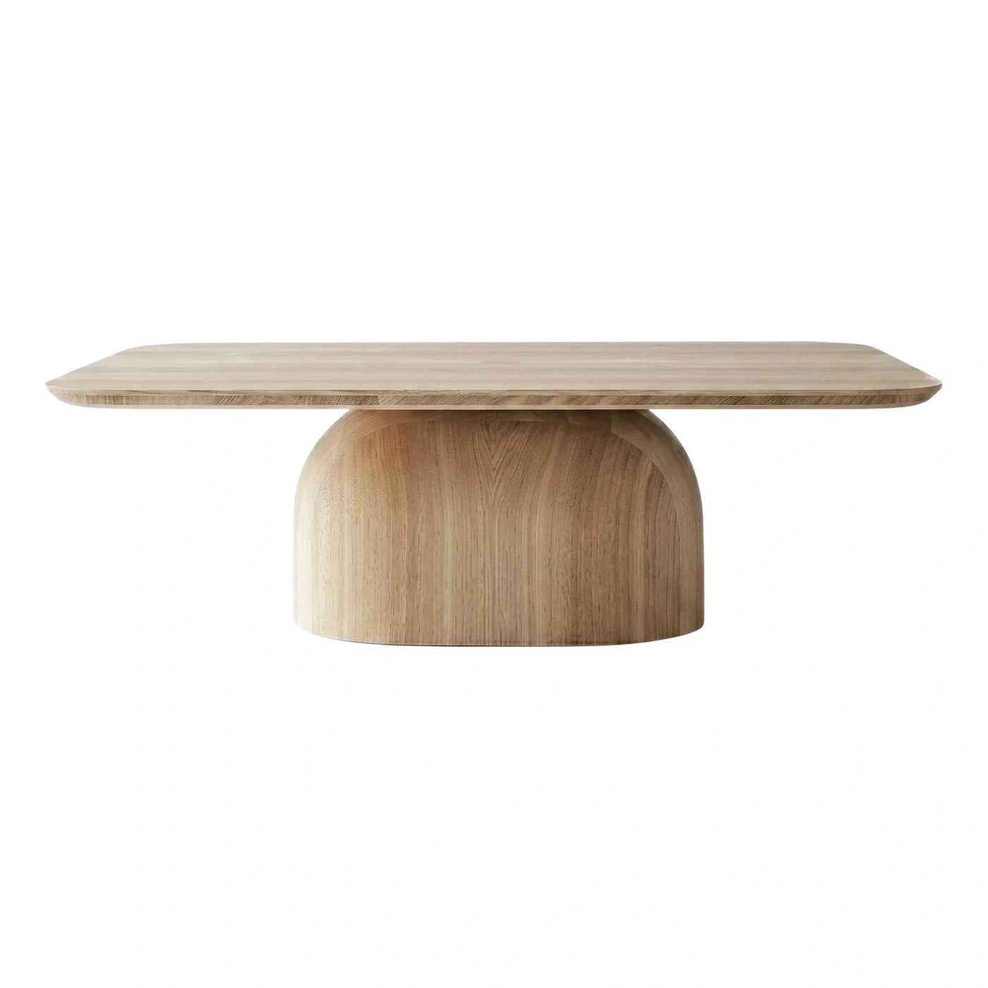 Modern Light Wood Rectangular Coffee Table Curved Base