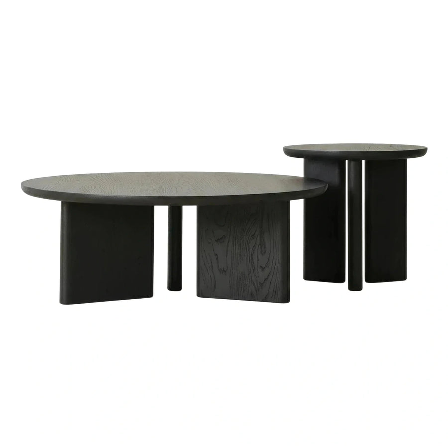 Black Oval Wood Coffee and Side Table Set