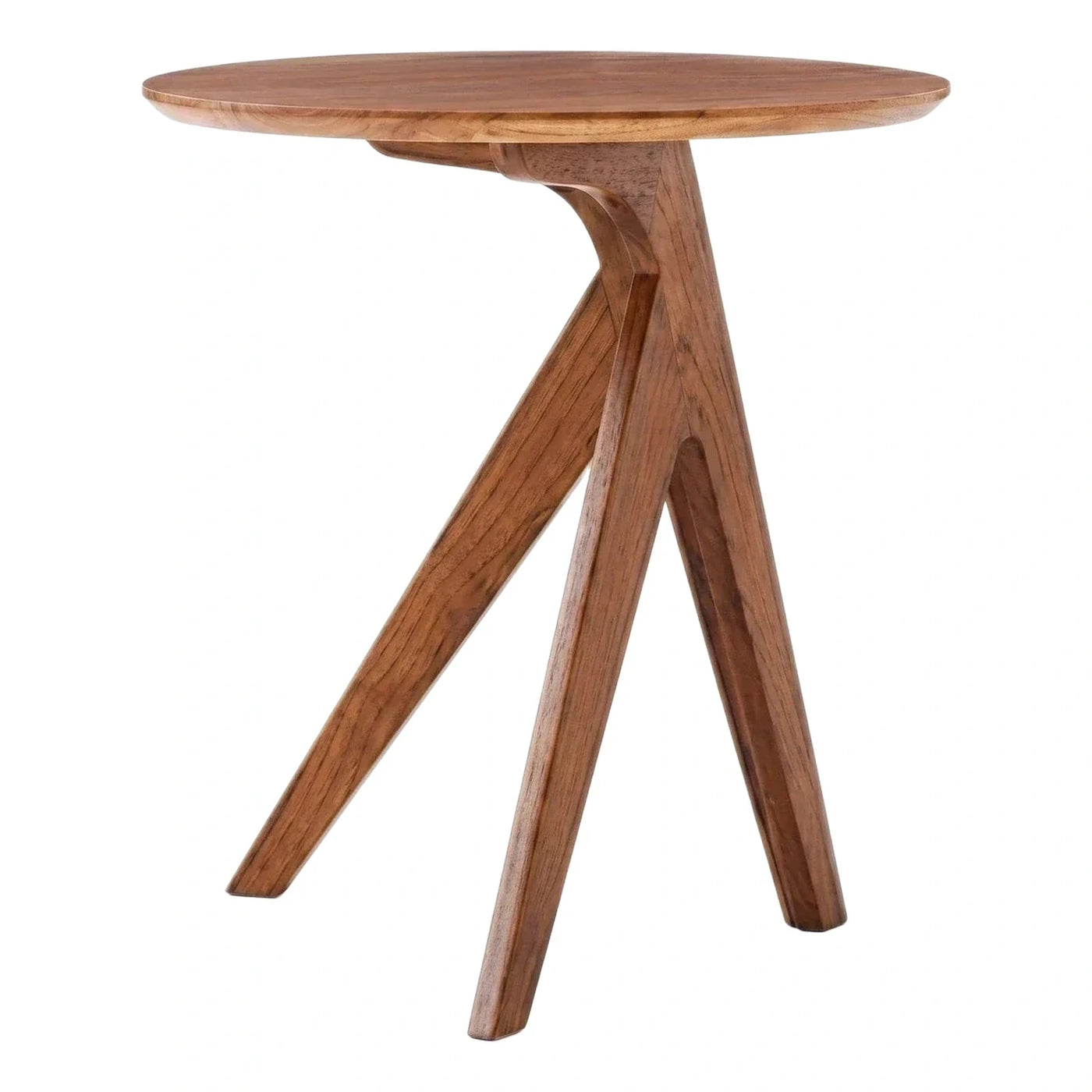 Round Solid Wood Side Table with Tripod Base