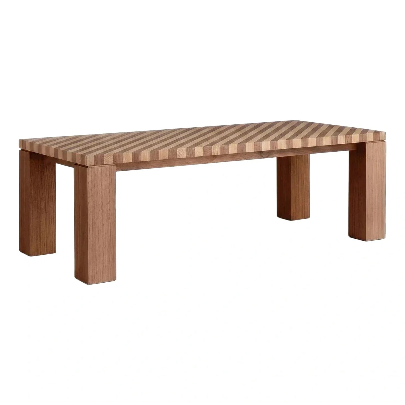 Modern Striped Wood Top Rectangular Coffee Table