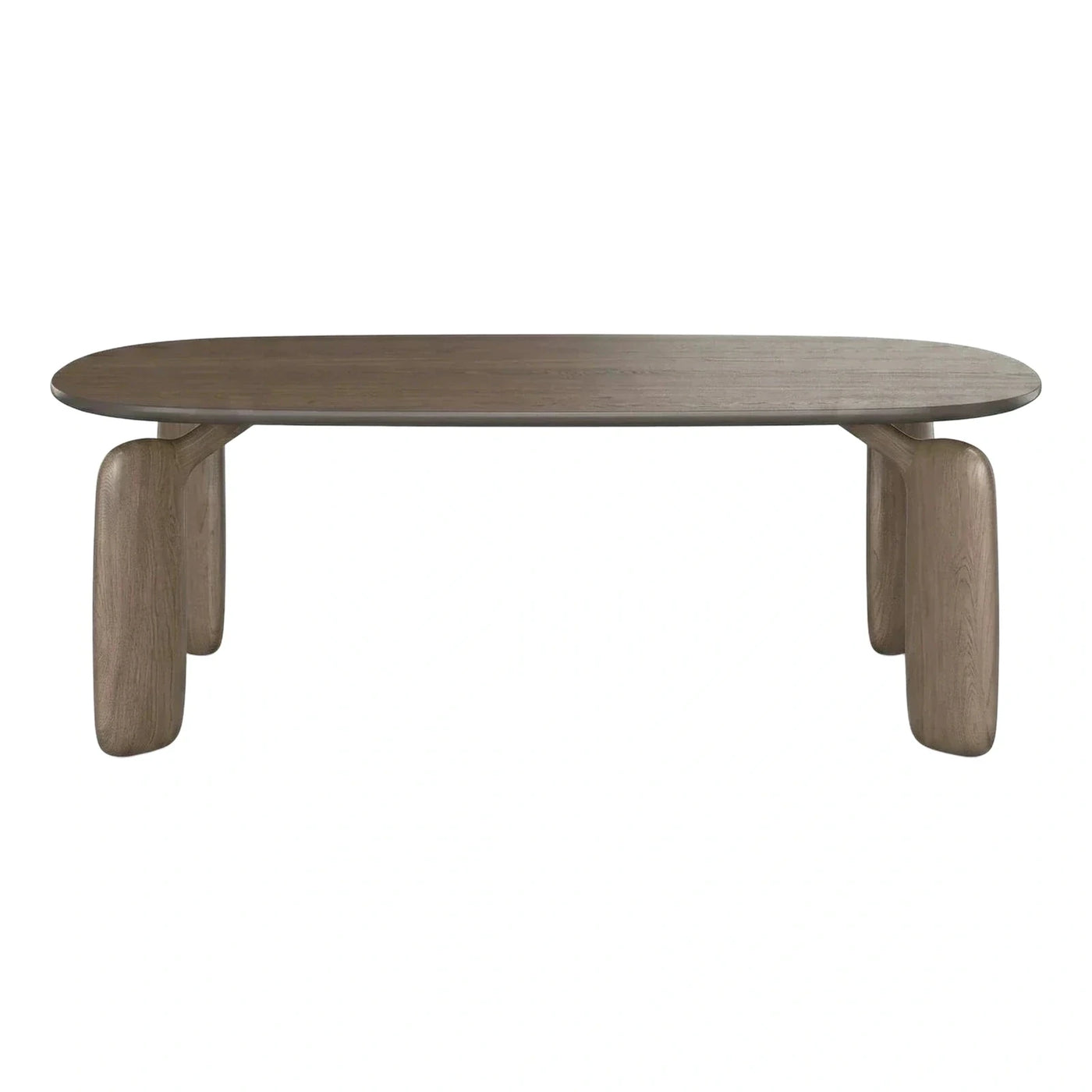 Modern Oval Wood Coffee Table with Sculptural Legs