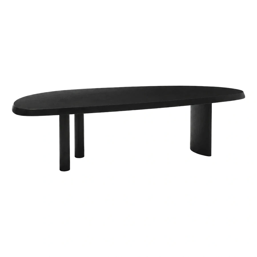 Black Oval Wood Coffee Table with Asymmetrical Legs