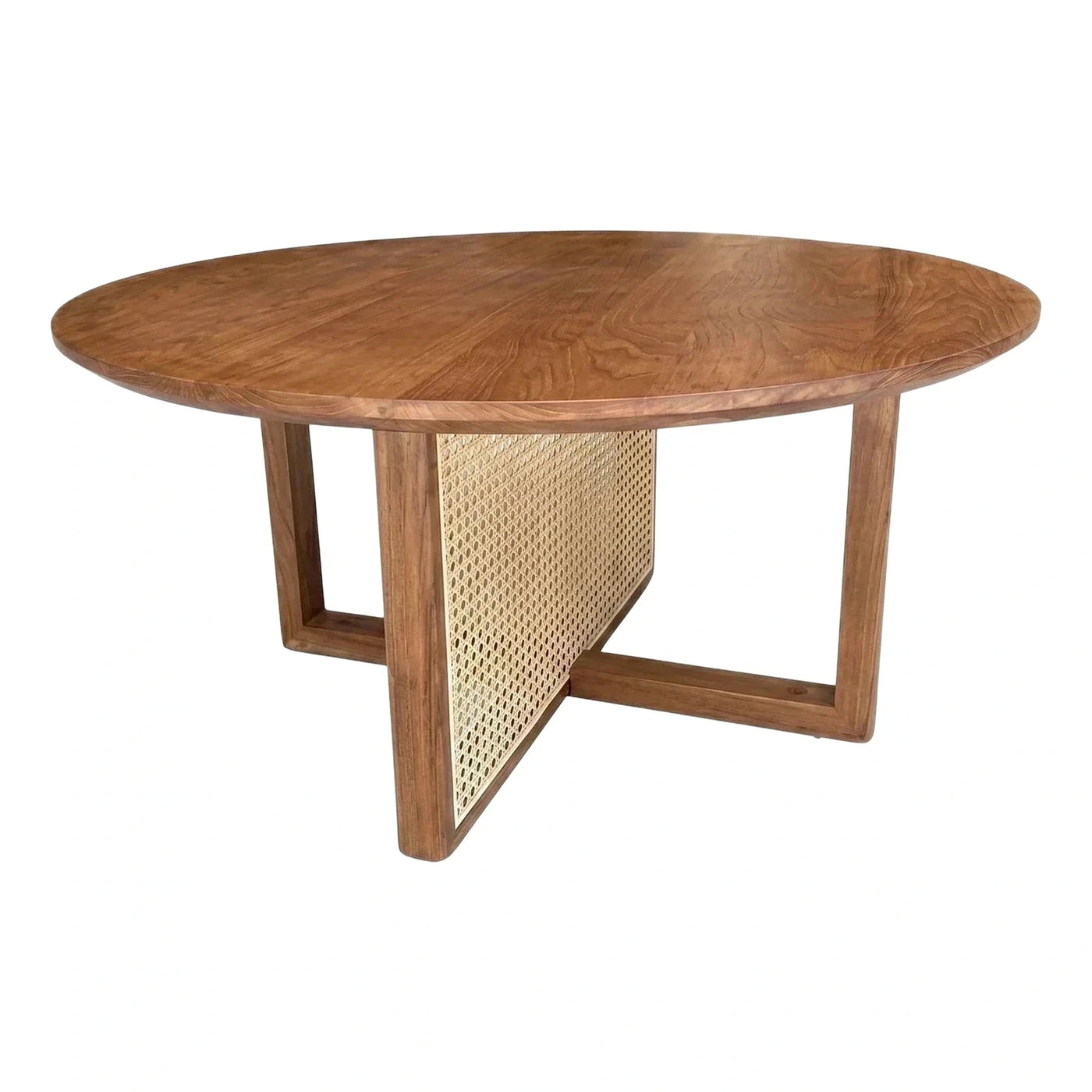 Oval Solid Wood Dining Table with Cane Panel