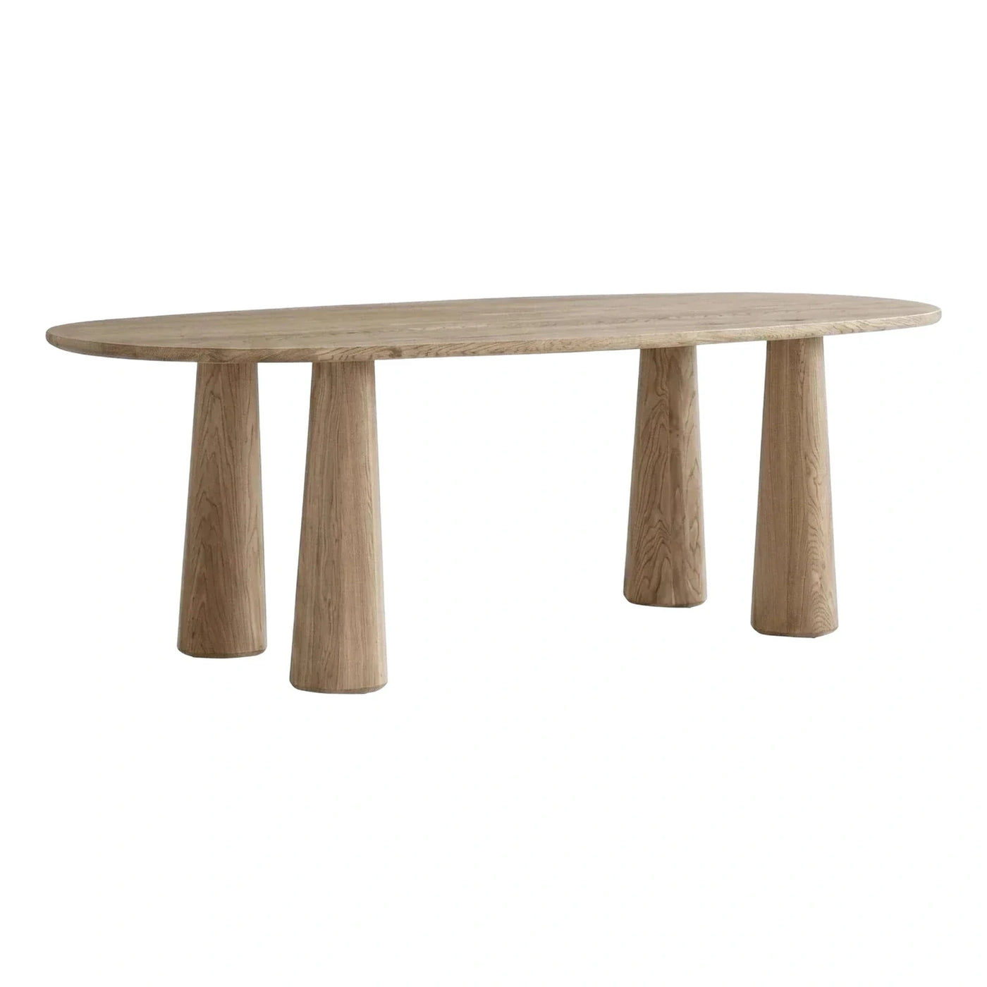 Oval Light Wood Dining Table with Tapered Legs