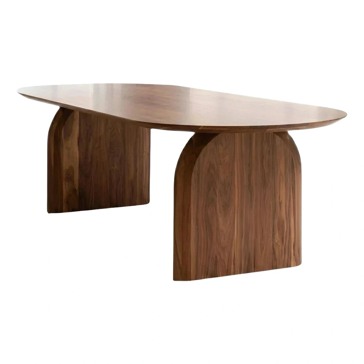 Modern Solid Wood Oval Dining Table with Arched Pedestal Base