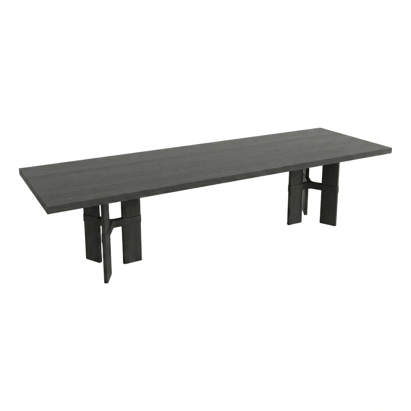 Modern Dark Grey Wood Rectangular Dining Table