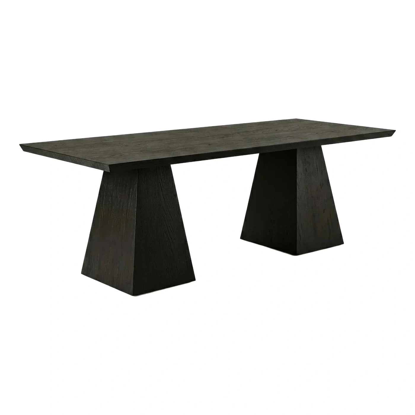 Modern Dark Wood Rectangular Dining Table Pedestal Base