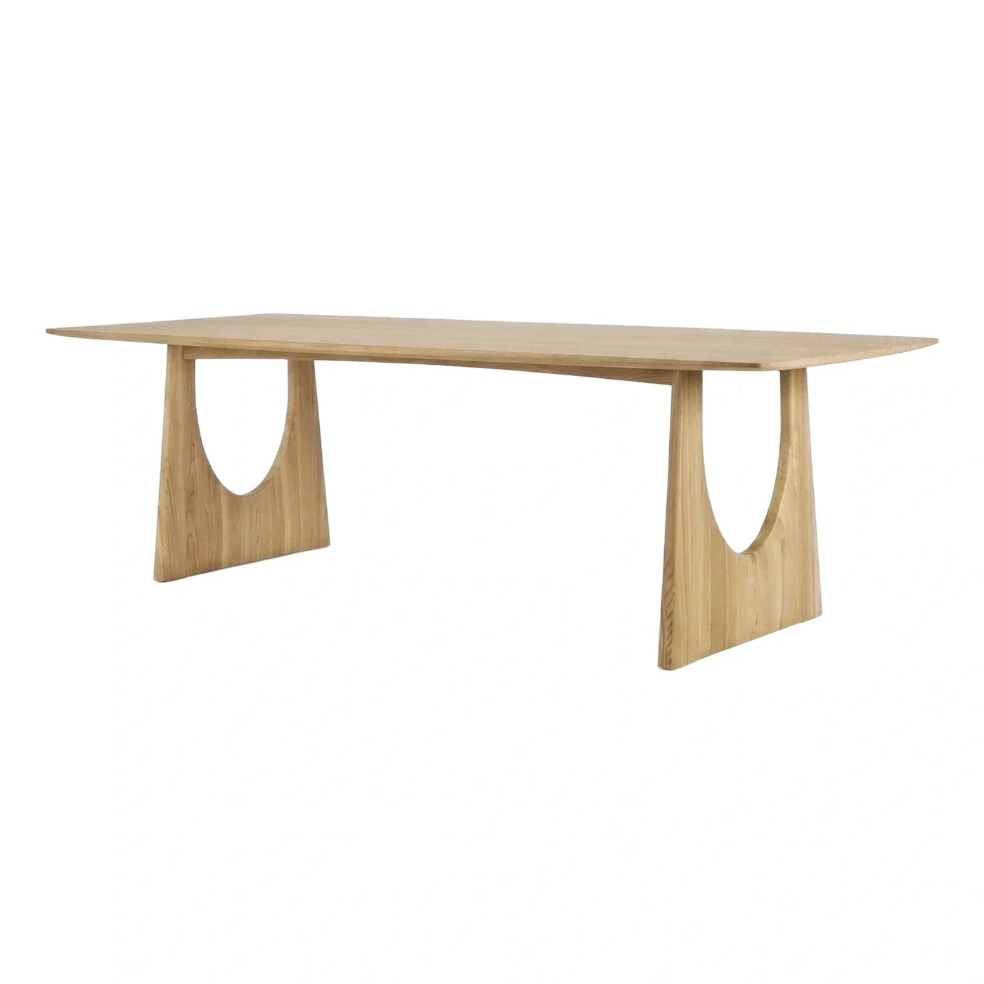 Light Wood Dining Table with Oval Cutout Legs