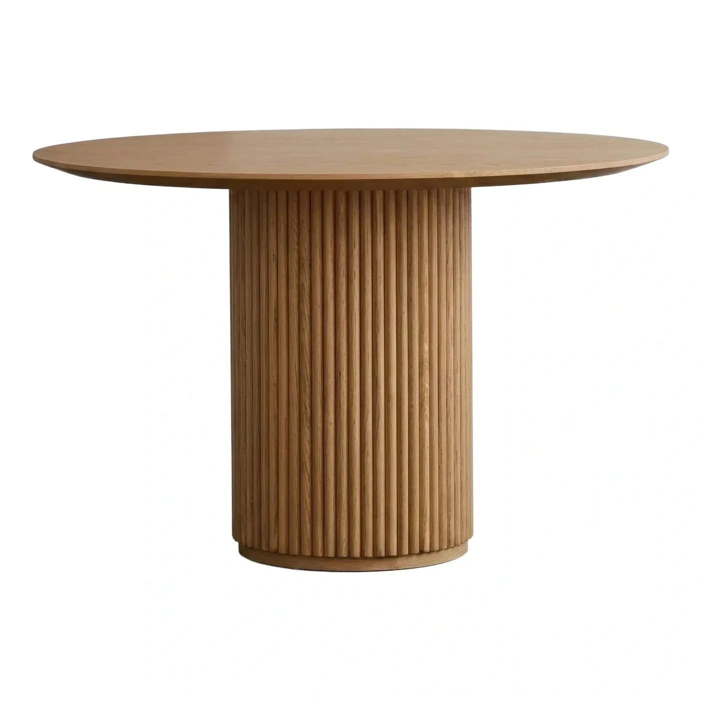Round Fluted Pedestal Dining Table Light Wood