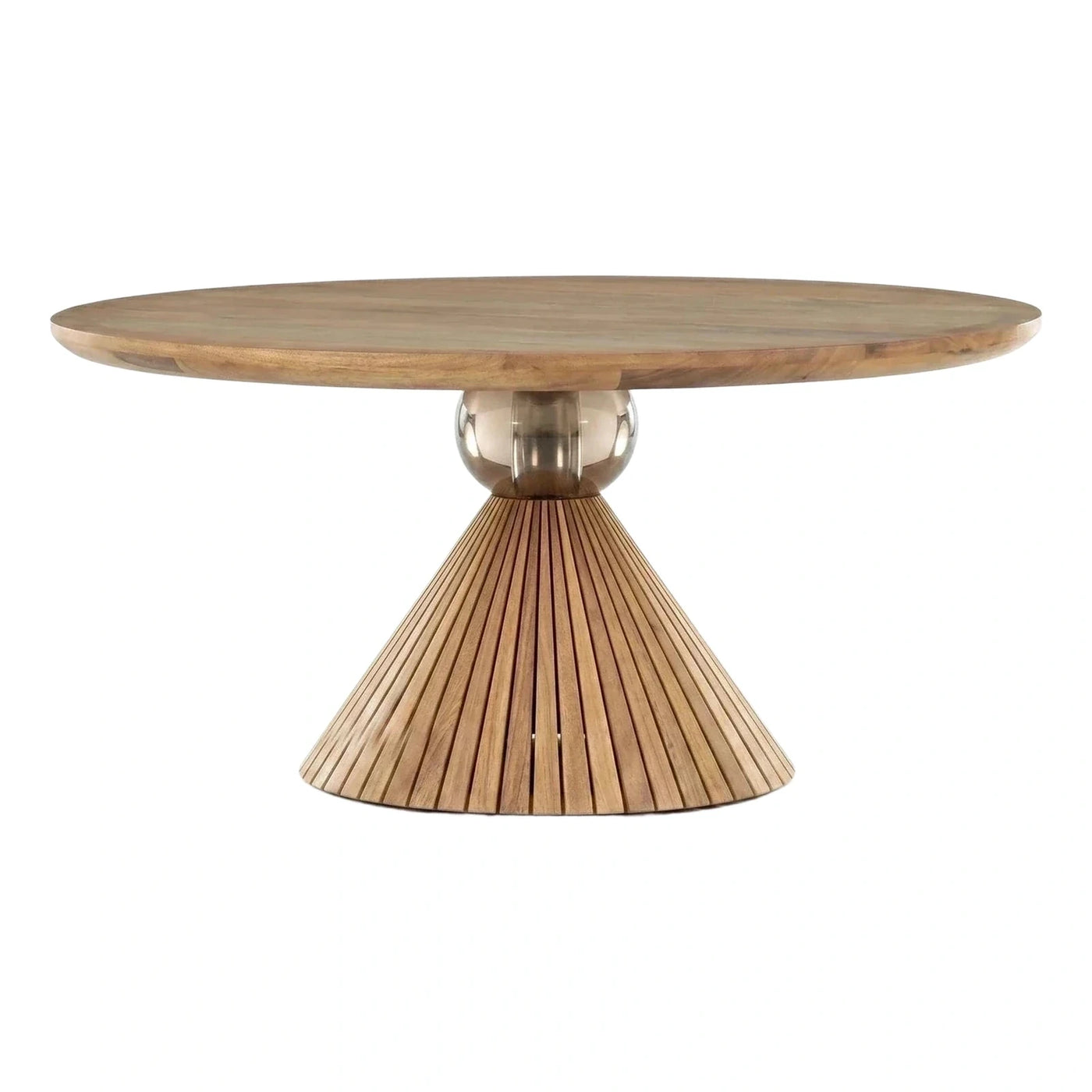 Round Wood Dining Table with Metal Sphere Base