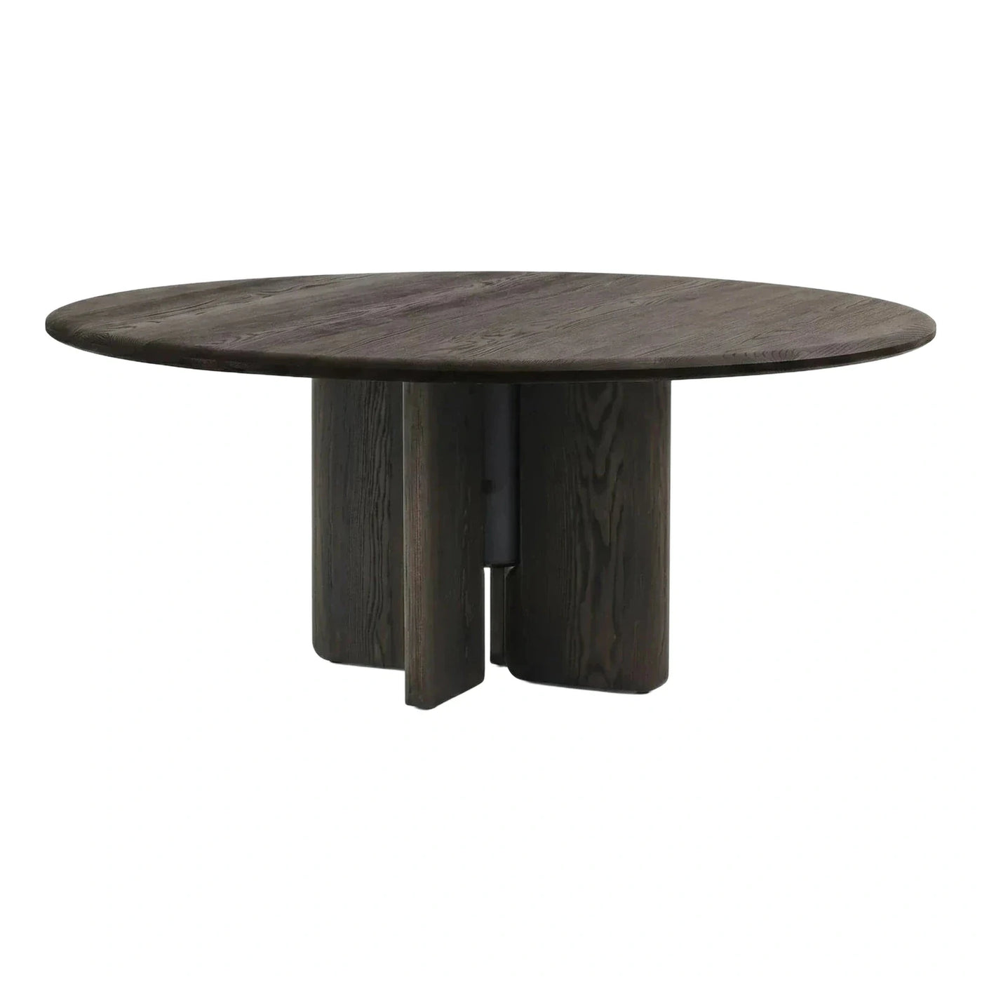 Dark Wood Oval Dining Table with Sculptural Base