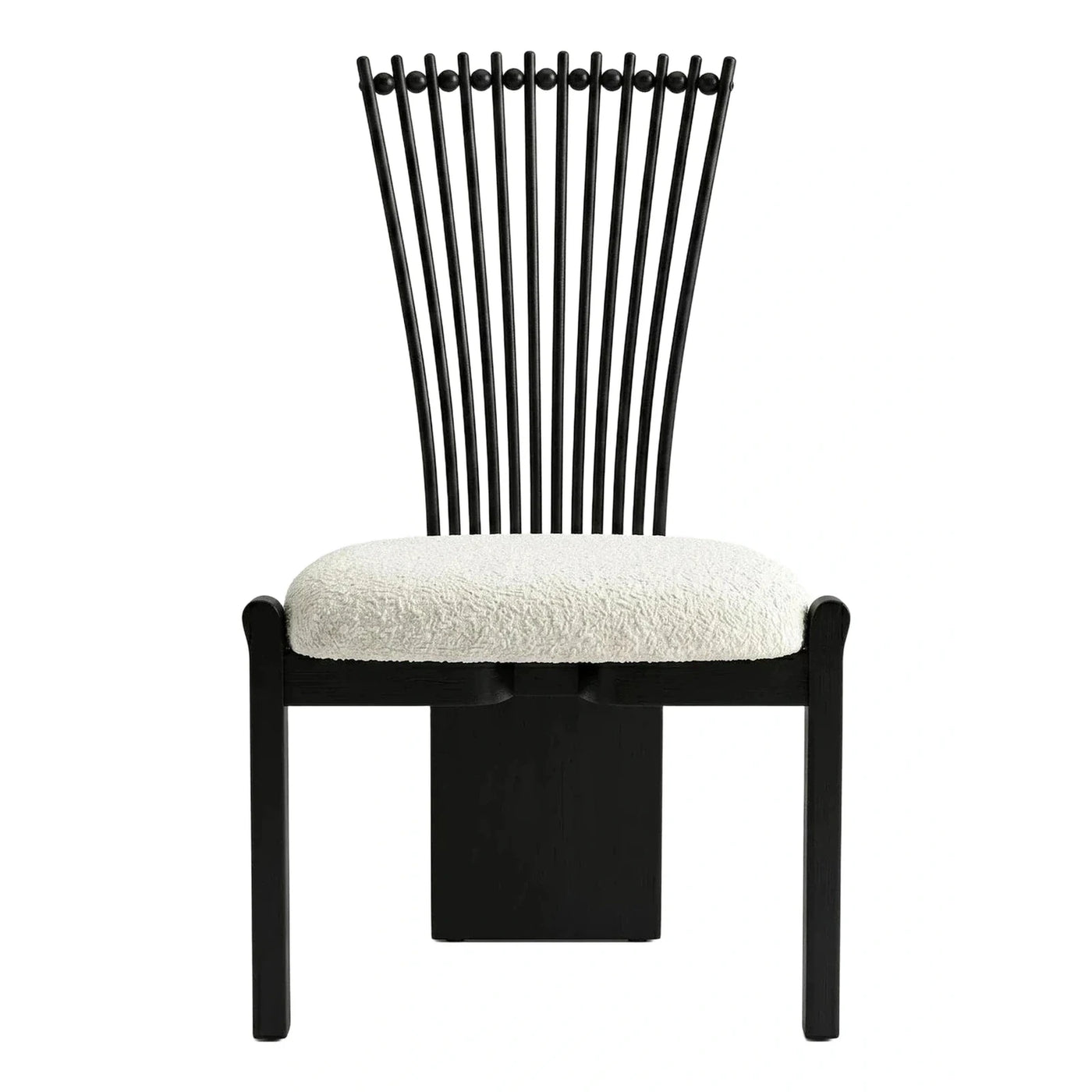 Black Spindle Back Dining Chair with Cream Boucle Seat