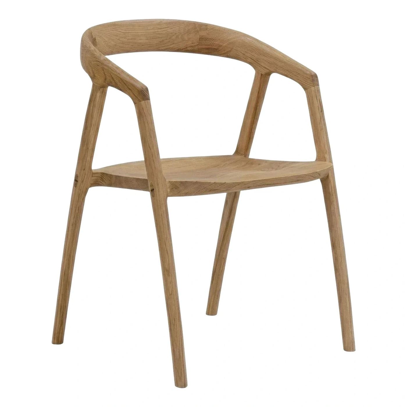 Natural Solid Wood Armchair with Curved Backrest
