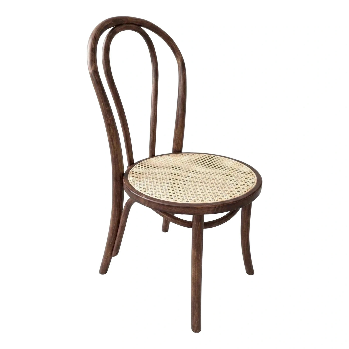 Dark Wood Bentwood Dining Chair with Cane Seat