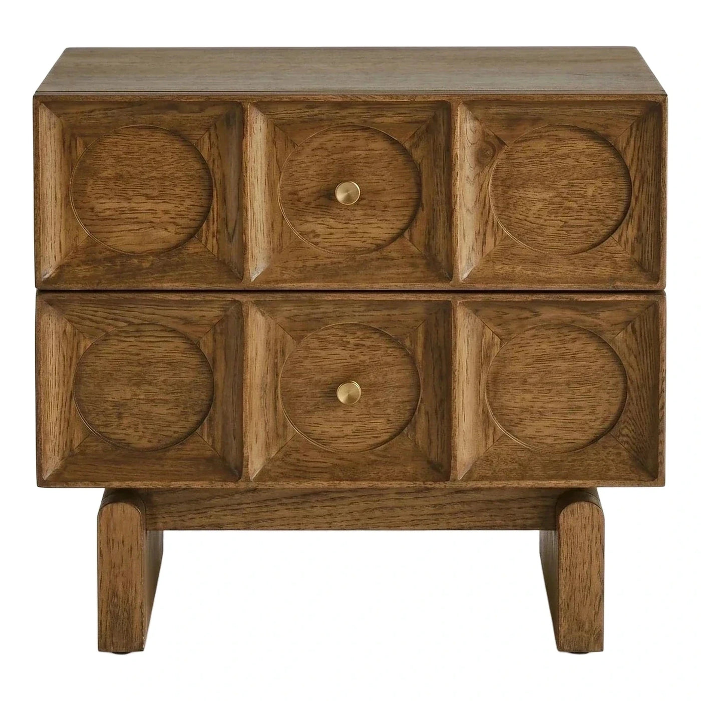 Geometric Wood Storage Chest with Circular Details