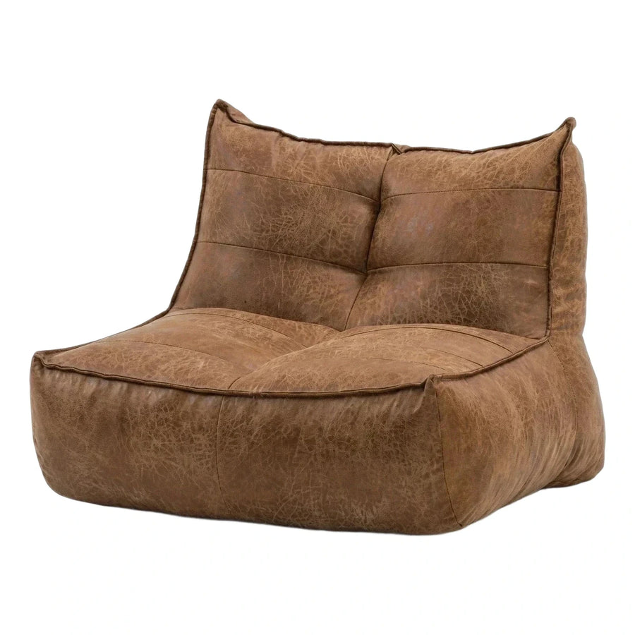 Distressed Brown Leather Floor Loveseat Sofa