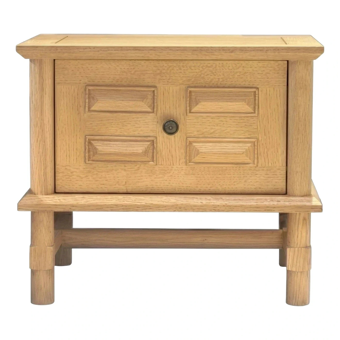 Solid Wood Nightstand with Panel Door and Shelf