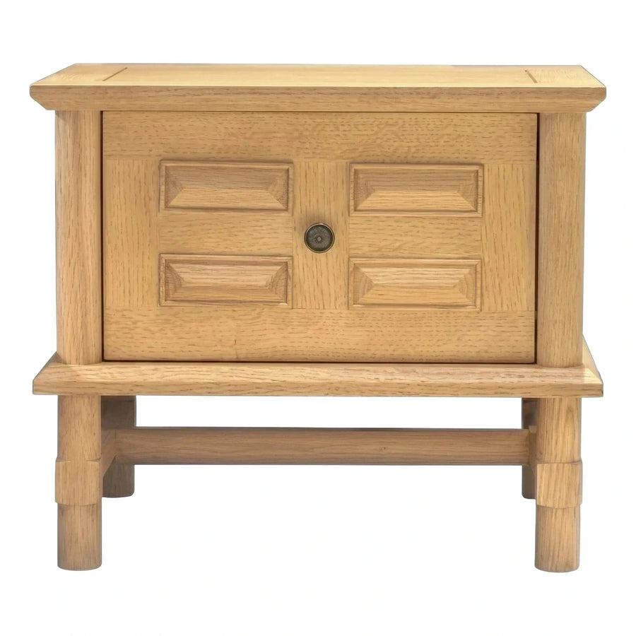 Solid Wood Nightstand with Panel Door and Shelf