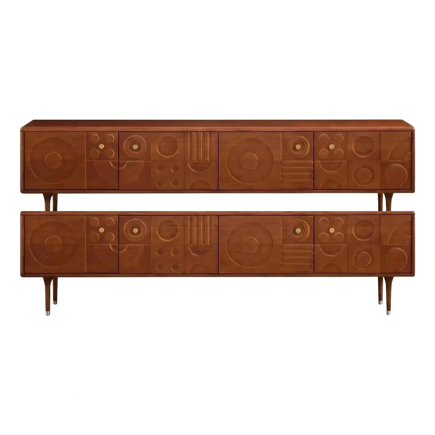 Modern Geometric Wood Sideboard with Brass Accents