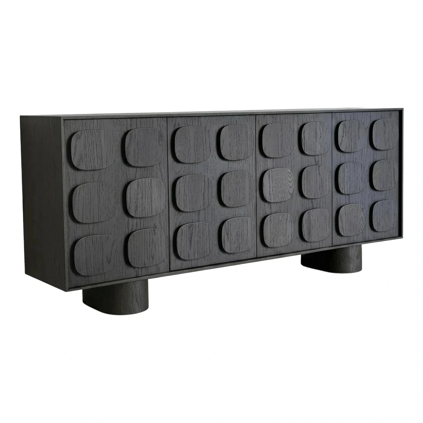Modern Black Wood Sideboard with Raised Pill Texture