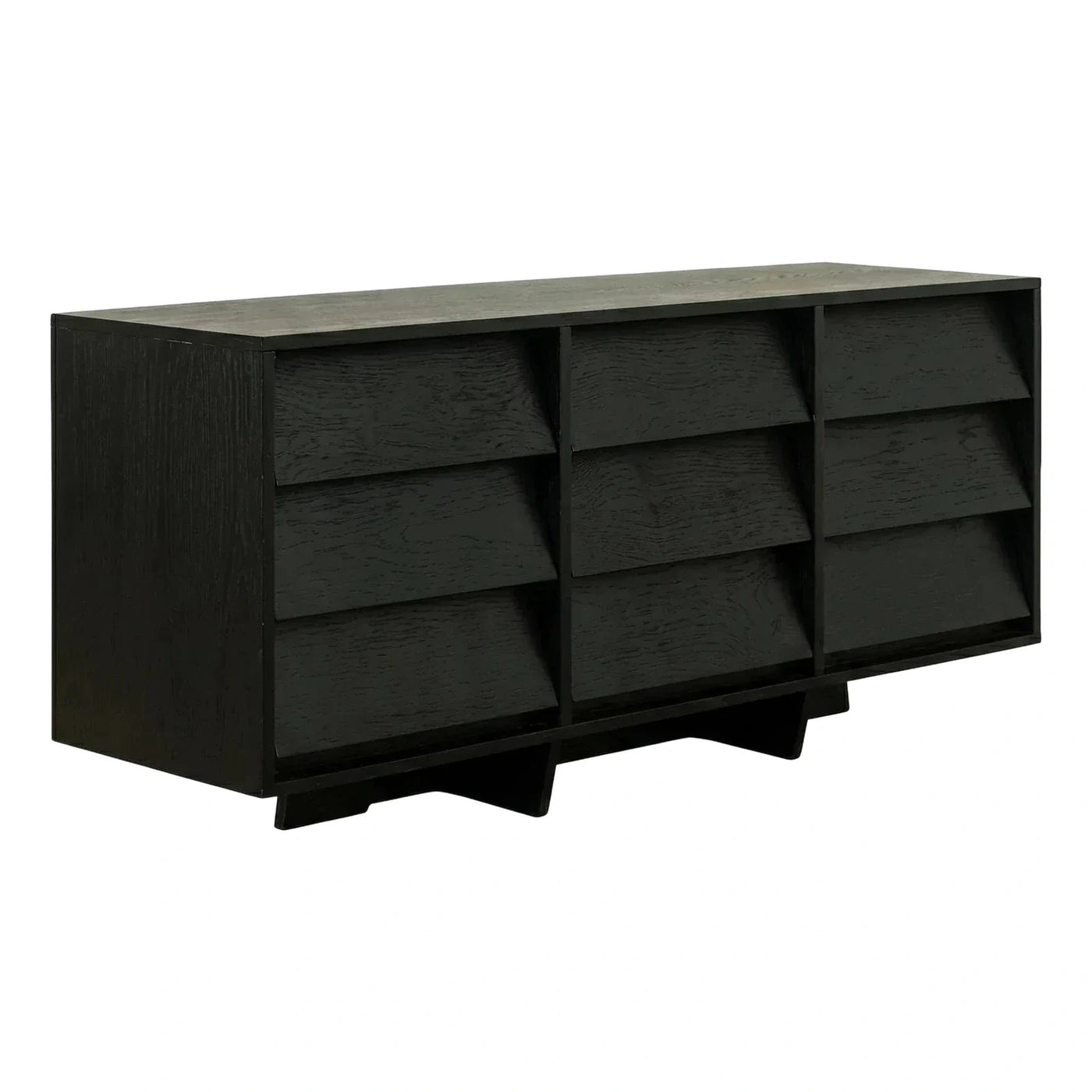 Modern Black Wood Sideboard with Slanted Shelves