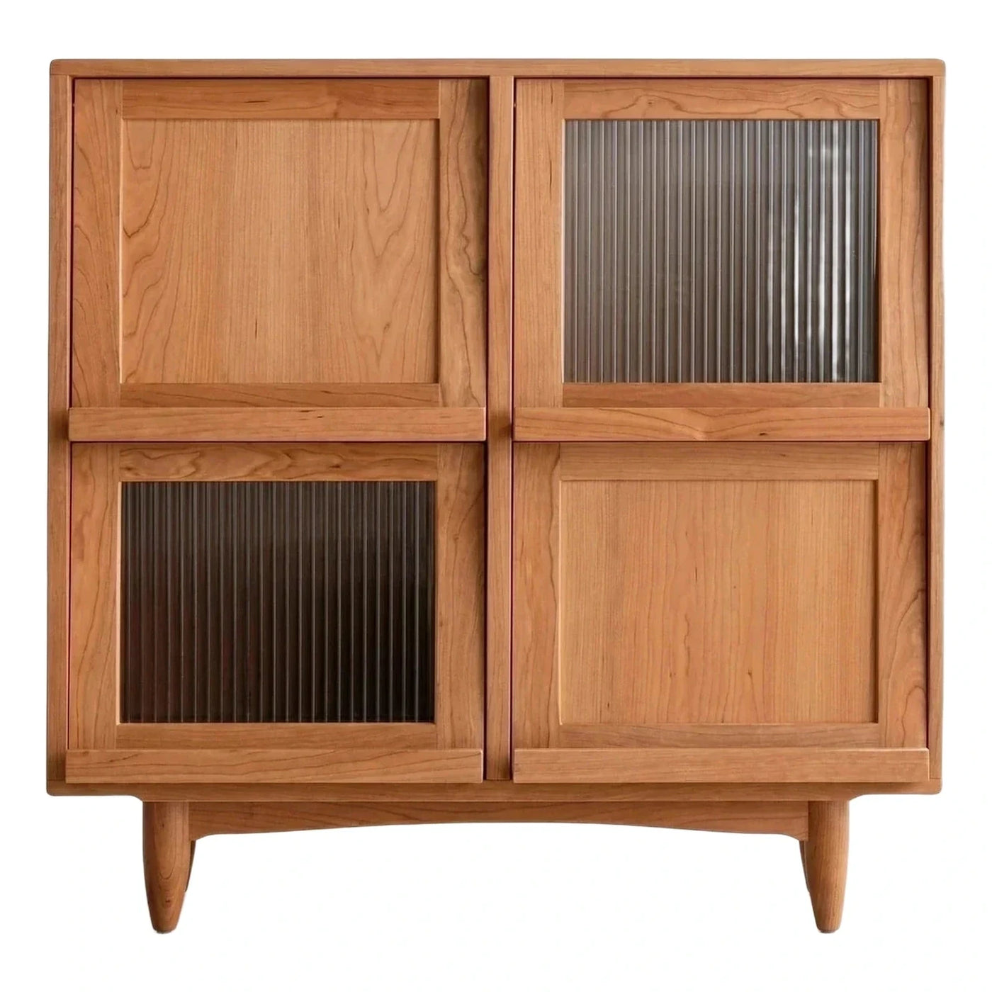 Wooden Sideboard Cabinet with Fluted Glass Doors