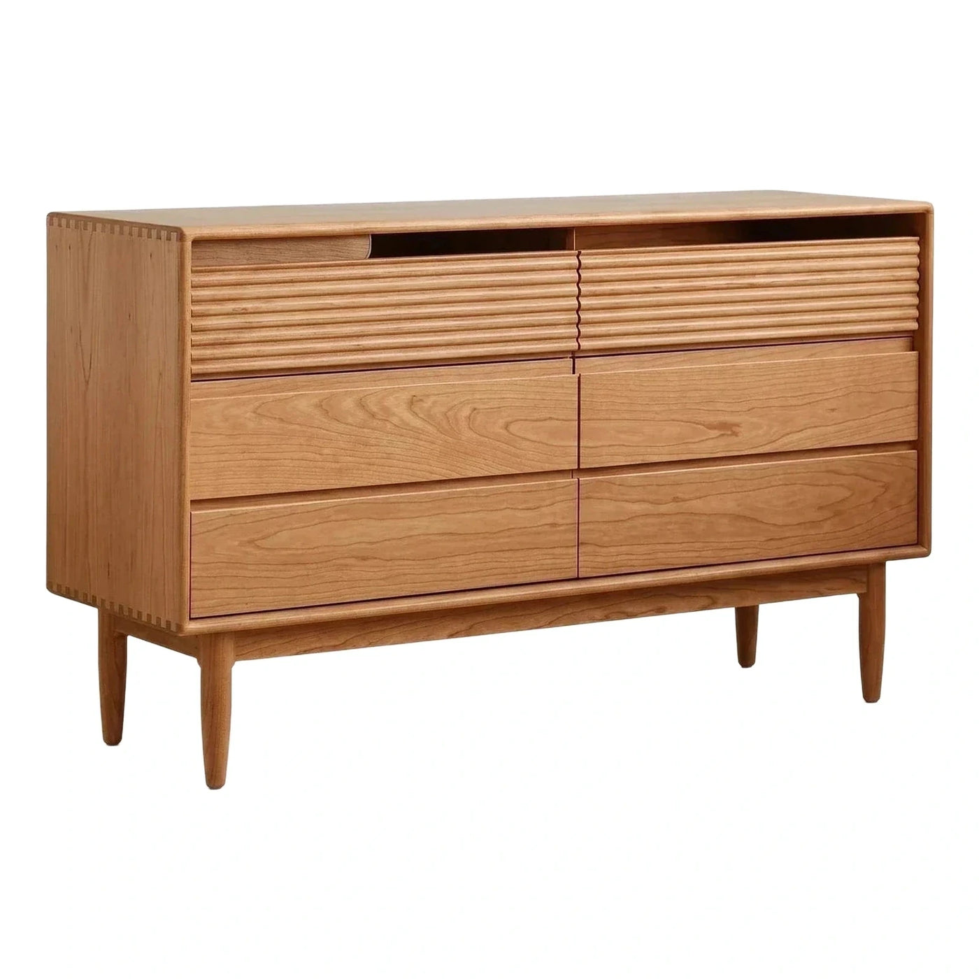 Wooden Sideboard with Fluted Doors and Drawers