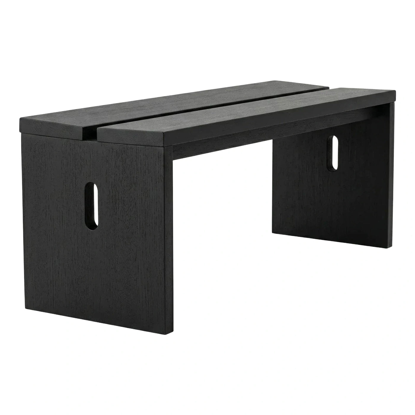Modern Black Wood Storage Bench with Handles