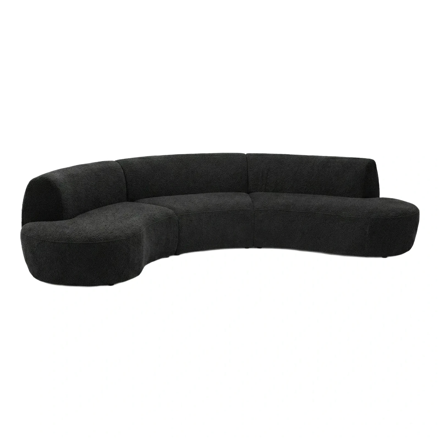 Modern Black Curved Boucle Sectional Sofa