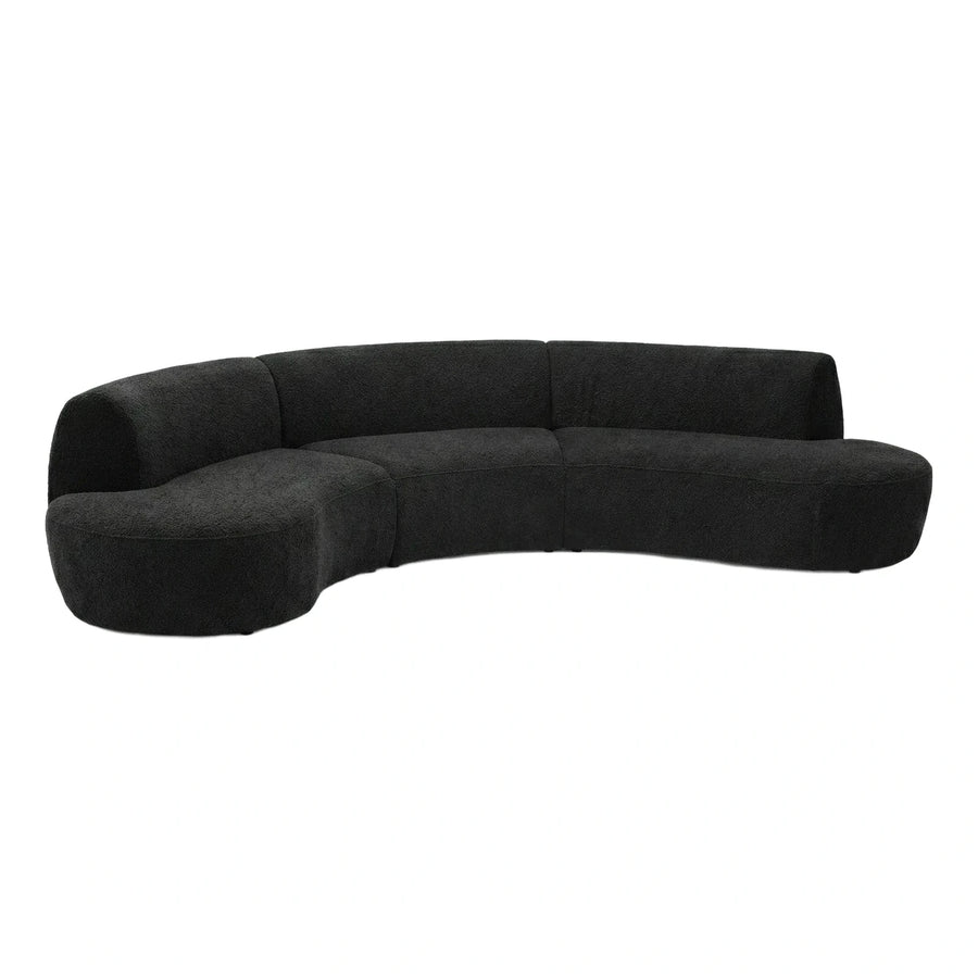 Modern Black Curved Boucle Sectional Sofa