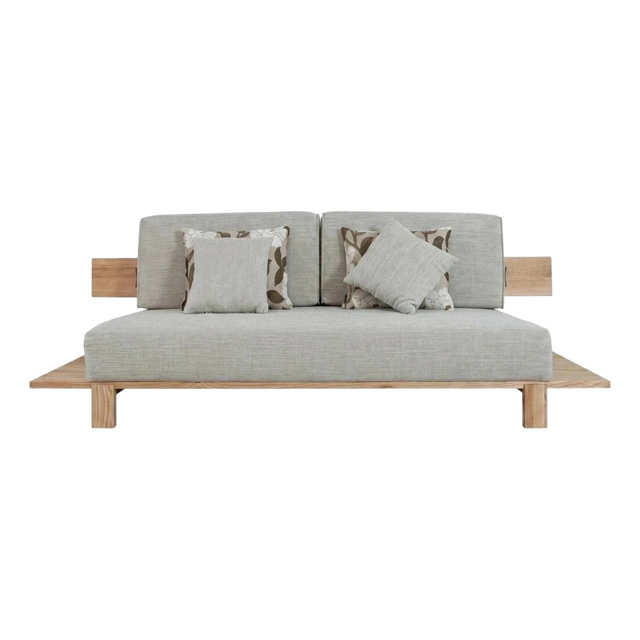 Light Wood Frame Grey Fabric Modern Sofa