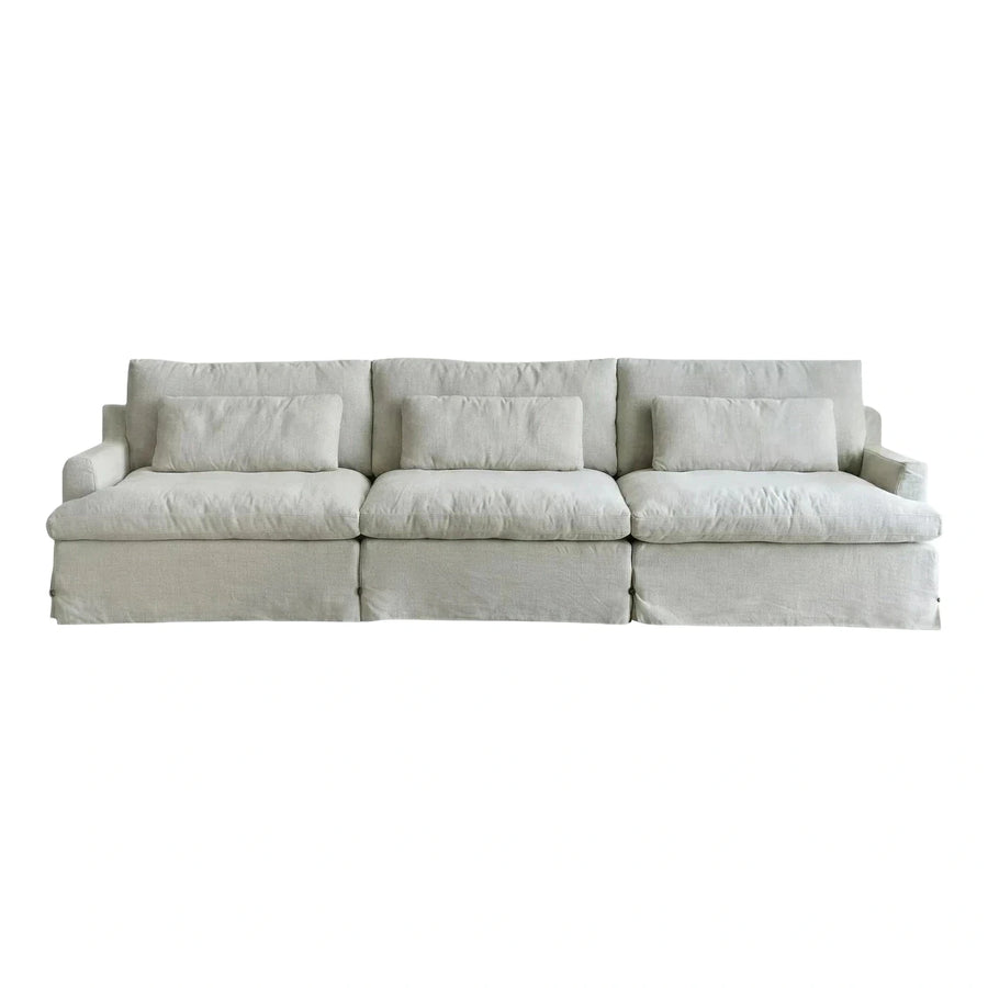Cream Fabric Modular Sofa with Skirted Base