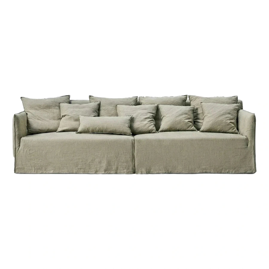 Modular Light Green Fabric Sofa with Cushions